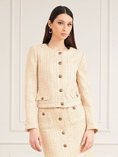 Női Guess Marciano Tweed Blézerek Bézs | HU-675736