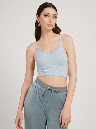Női Guess Mesh Detail Pulóver Felsők Világos Kék | HU-603047