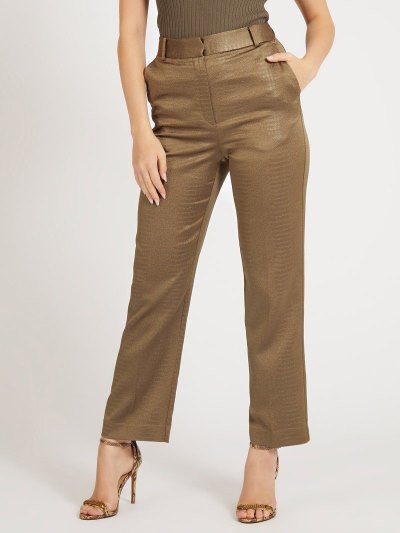 Női Guess Nadrág Croco Satin Nadrág Barna | HU-787198