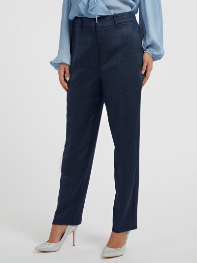 Női Guess Nadrág Croco Satin Nadrág Kék | HU-332331