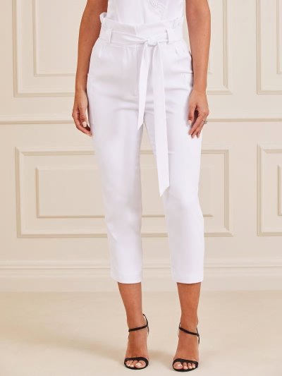 Női Guess Nadrág Marciano Belted Nadrág Fehér | HU-643273