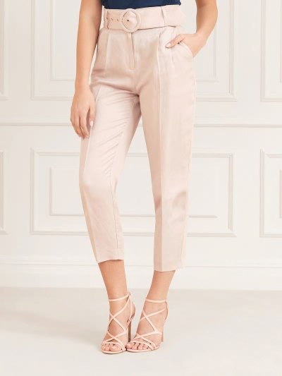 Női Guess Nadrág Marciano Belted Nadrág Rózsaszín | HU-683689