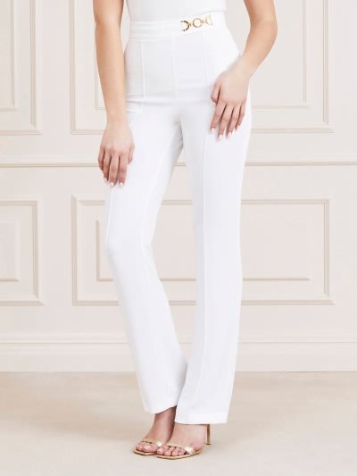 Női Guess Nadrág Marciano Slim Fit Nadrág Krém | HU-870202