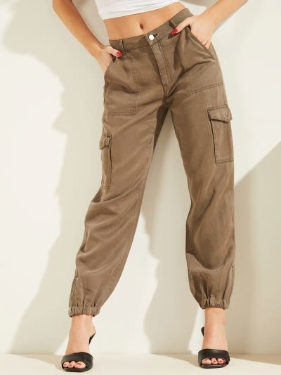 Női Guess Nadrág Relaxed-fit Chinos Nadrág Zöld | HU-624468