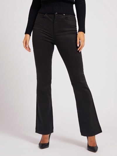 Női Guess Nadrág Satin Flare Nadrág Fekete | HU-802745
