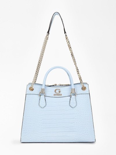 Női Guess Nell Croc-print Kézitáska Világos Kék | HU-452918