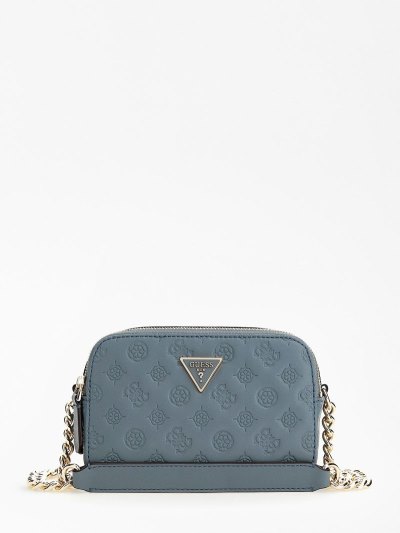 Női Guess Noelle Debossed-logo Mini Crossbody Táska Világos Kék | HU-066703