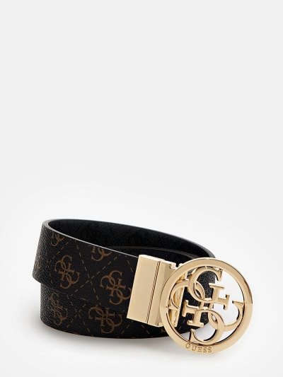 Női Guess Noelle Reversible 4g Logo Belt Öv Sötétbarna | HU-652238