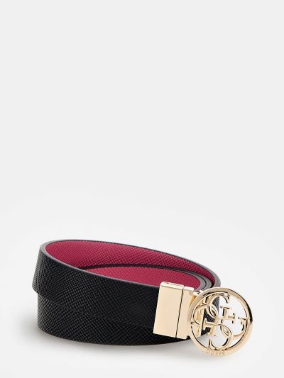 Női Guess Noelle Reversible Belt Öv Fekete | HU-087862