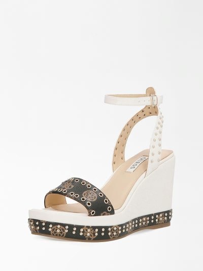 Női Guess Noldo Sandal Studs Szandál Fehér | HU-761631