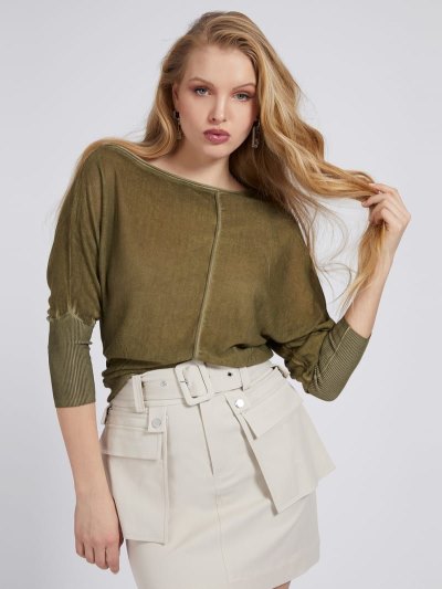 Női Guess Off-shoulder Pulóverek Barna | HU-738317