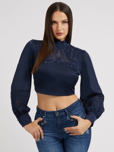 Női Guess Open Back Blúz Kék | HU-242087