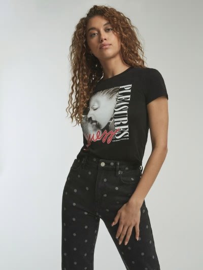 Női Guess Placed Print Crop Felsők Fekete | HU-331877