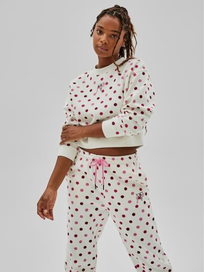 Női Guess Polka Dot-print Crop Pulóverek Rózsaszín | HU-026768