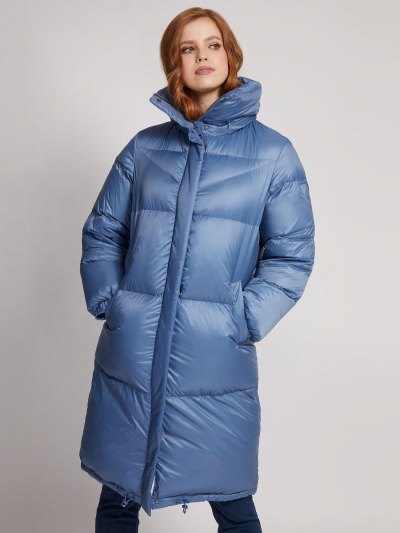 Női Guess Real Down Printed Lining Puffer Jacket Világos Kék | HU-681056