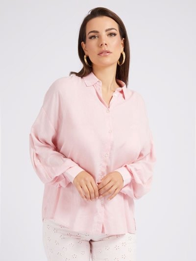 Női Guess Relaxed Fit Linen Blend Ingek Rózsaszín | HU-427233