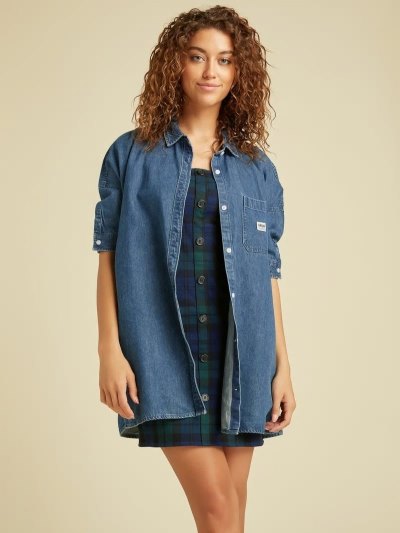 Női Guess Relaxed-fit Farmer Ruha Kék | HU-447054