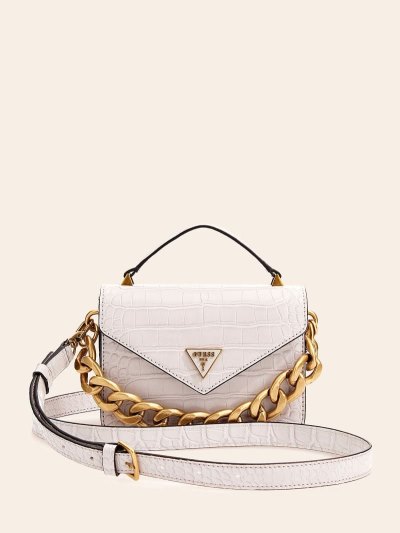 Női Guess Retour Croc Print Micro Kézitáska Fehér | HU-169869