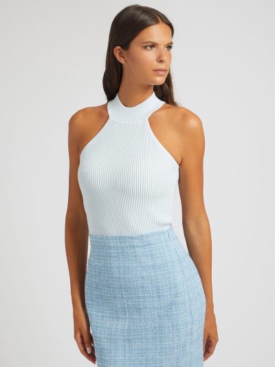 Női Guess Rib Pulóver Felsők Kék | HU-350580