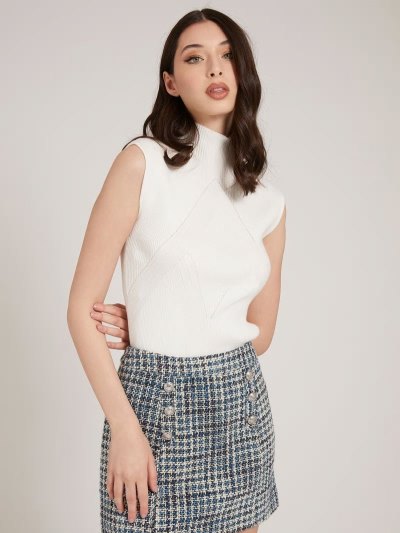 Női Guess Rib Turtle Neck Pulóverek Fehér | HU-807566