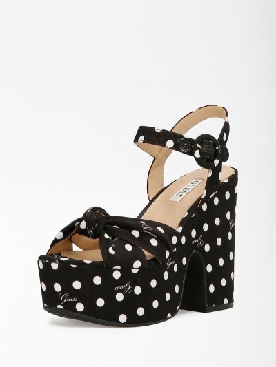 Női Guess Rion Polkadot Szandál Fekete | HU-432767