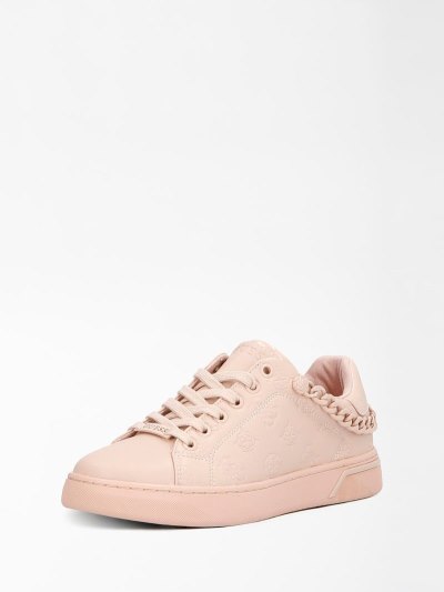 Női Guess Riyan Embossed Logo Tornacipő Rózsaszín | HU-590770