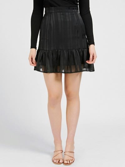 Női Guess Ruffle Szoknya Fekete | HU-426302
