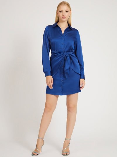 Női Guess Satin Chemisier Ruha Kék | HU-597836