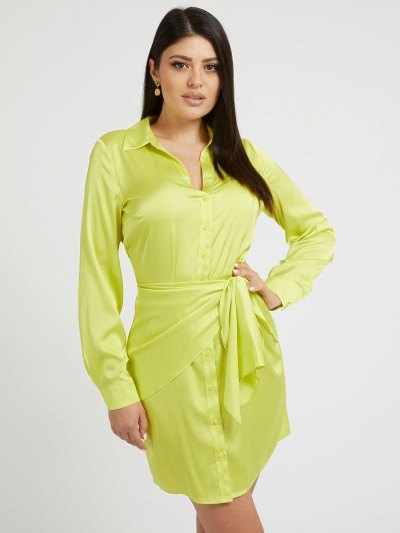 Női Guess Satin Chemisier Ruha Zöld | HU-383875