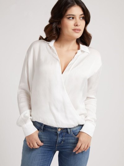 Női Guess Satin Silk Blend Ingek Fehér | HU-354045