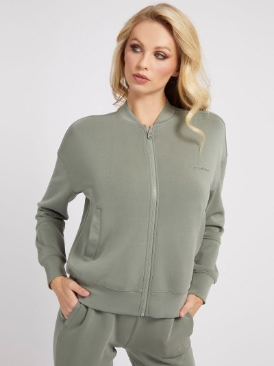 Női Guess Scuba Zip Rögzítő Pulóverek Zöld | HU-564544