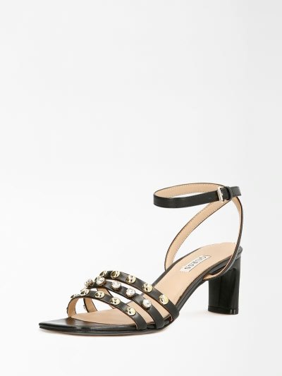 Női Guess Selene Sandal Studs Szandál Fekete | HU-206429
