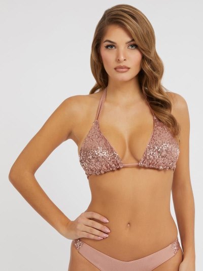 Női Guess Sequins Triangle Bikini Bra Sötétnarancssárga | HU-337277