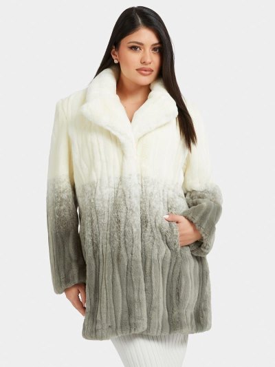 Női Guess Shaded Faux Fur Kabátok Fehér | HU-820764