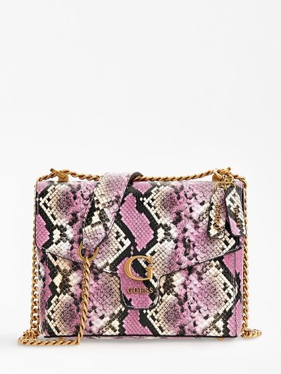 Női Guess Shenny Python-print Mini Crossbody Táska Rózsaszín | HVMKL69G