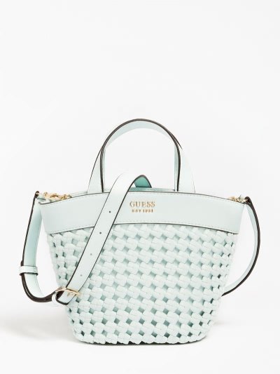 Női Guess Sicilia Braided Mini Bevásárló Táska Világos Kék | HU-439967