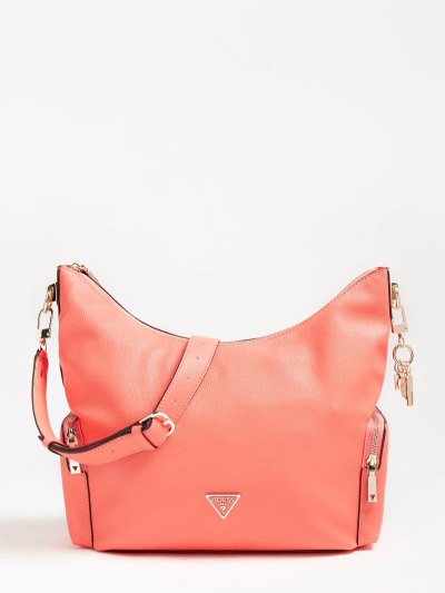 Női Guess Side Pockets Destiny Hobó Táska Korall | HU-037976