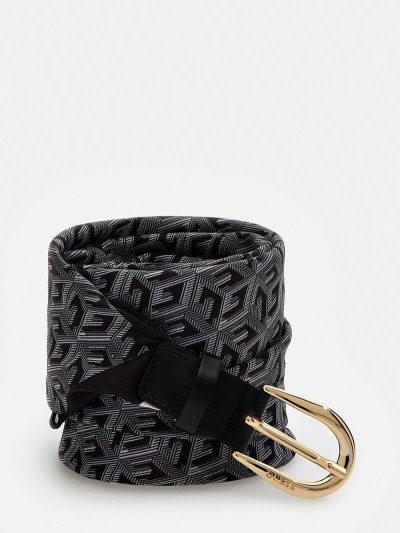 Női Guess Silk G Cube Logo Belt Öv Fekete | HU-071692
