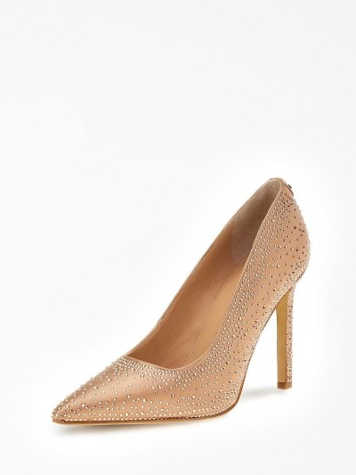 Női Guess Silks Rhinestone Court Cipő Világos Rózsaszín | HU-120145