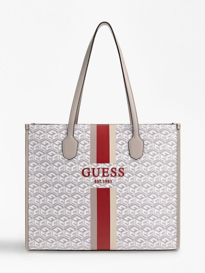 Női Guess Silvana G Cube Logo Bevásárló Táska Krém | 5LCQXK0M