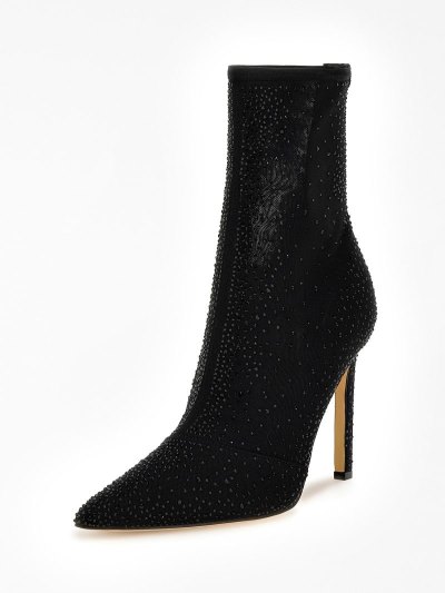 Női Guess Silvero Rhinestone Bakancs Fekete | HU-630118
