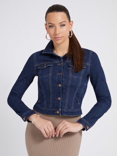 Női Guess Slim Fit Farmer Dzsekik Kék | HU-447882