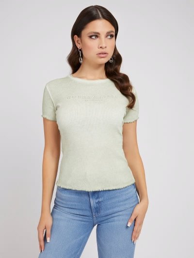 Női Guess Slim Fit Póló Világos Zöld | HU-737534