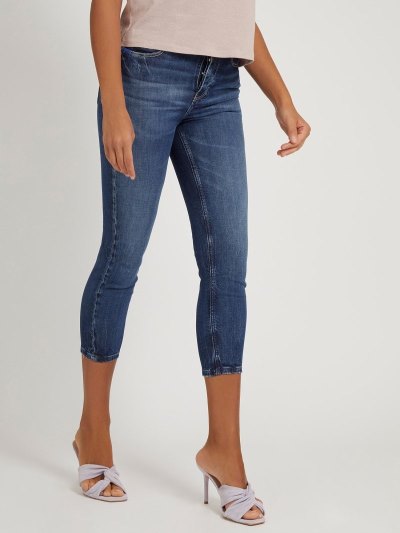 Női Guess Sovány Fit Capri Ruházat Kék | HU-232408