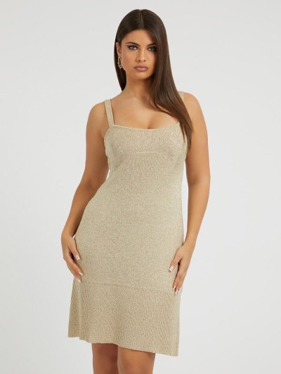 Női Guess Sparkle Ruffled Ruha Bézs | HU-840784