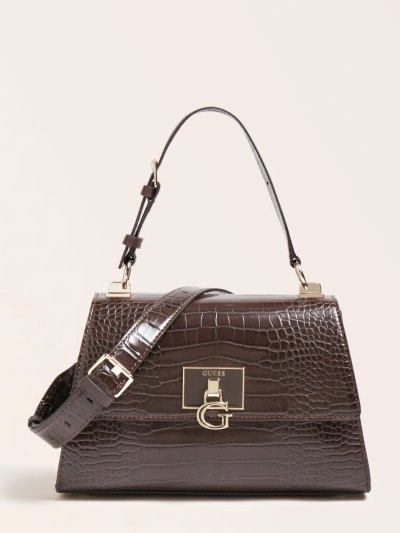 Női Guess Stephi Croc Print Kézitáska Barna | HU-308858