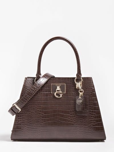 Női Guess Stephi Croc Print Kézitáska Barna | NHAUZ83A