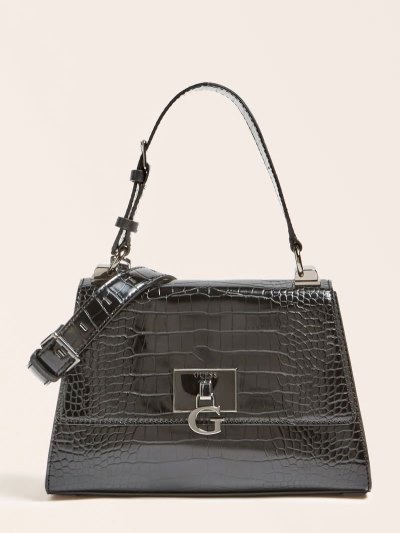 Női Guess Stephi Croc Print Kézitáska Fekete | HU-219885