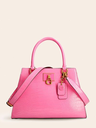 Női Guess Stephi Croc Print Kézitáska Rózsaszín | HU-783259