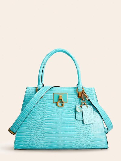 Női Guess Stephi Croc Print Kézitáska Világos Kék | HU-796470